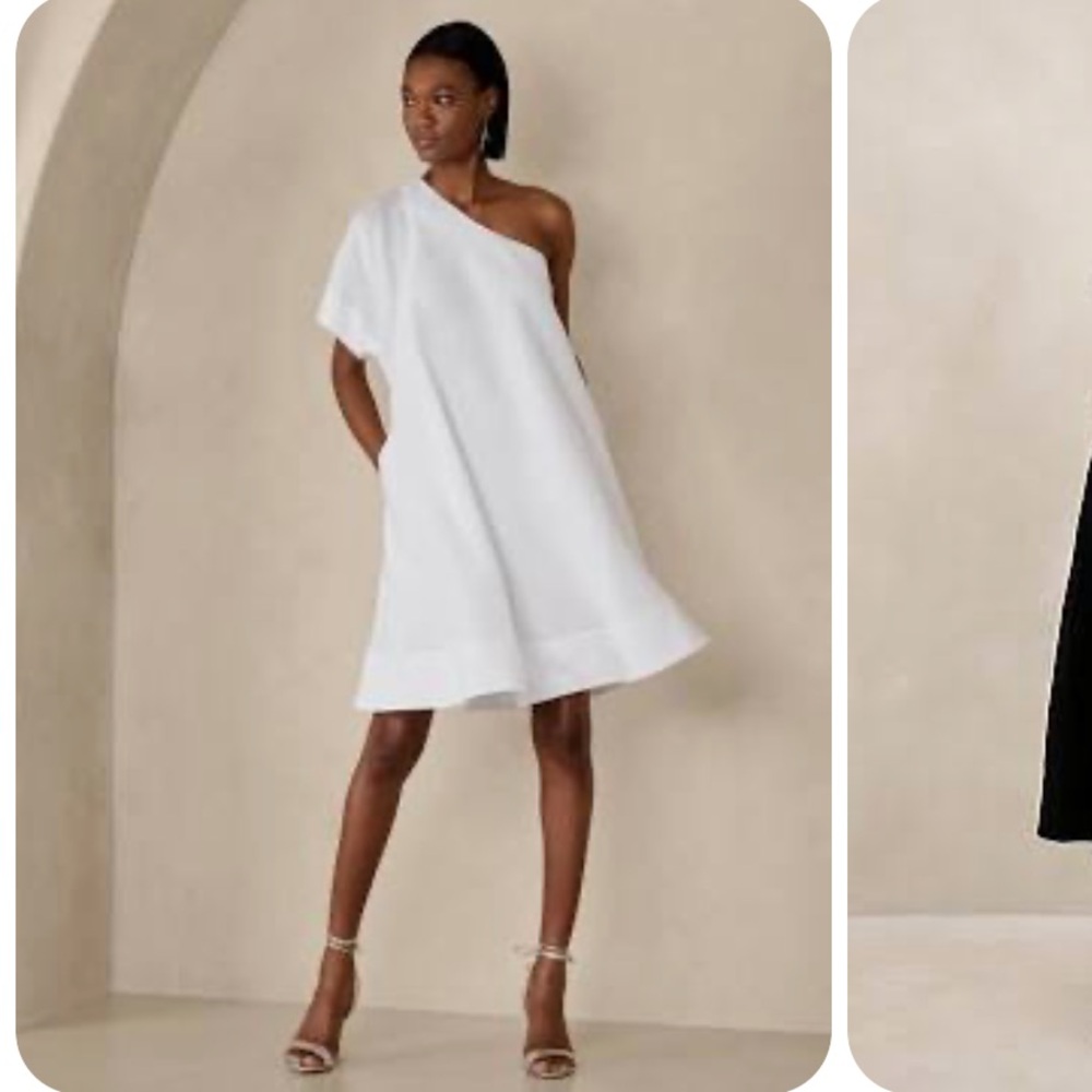 Banana republic Odile One-Shoulder Linen Dress White Medium